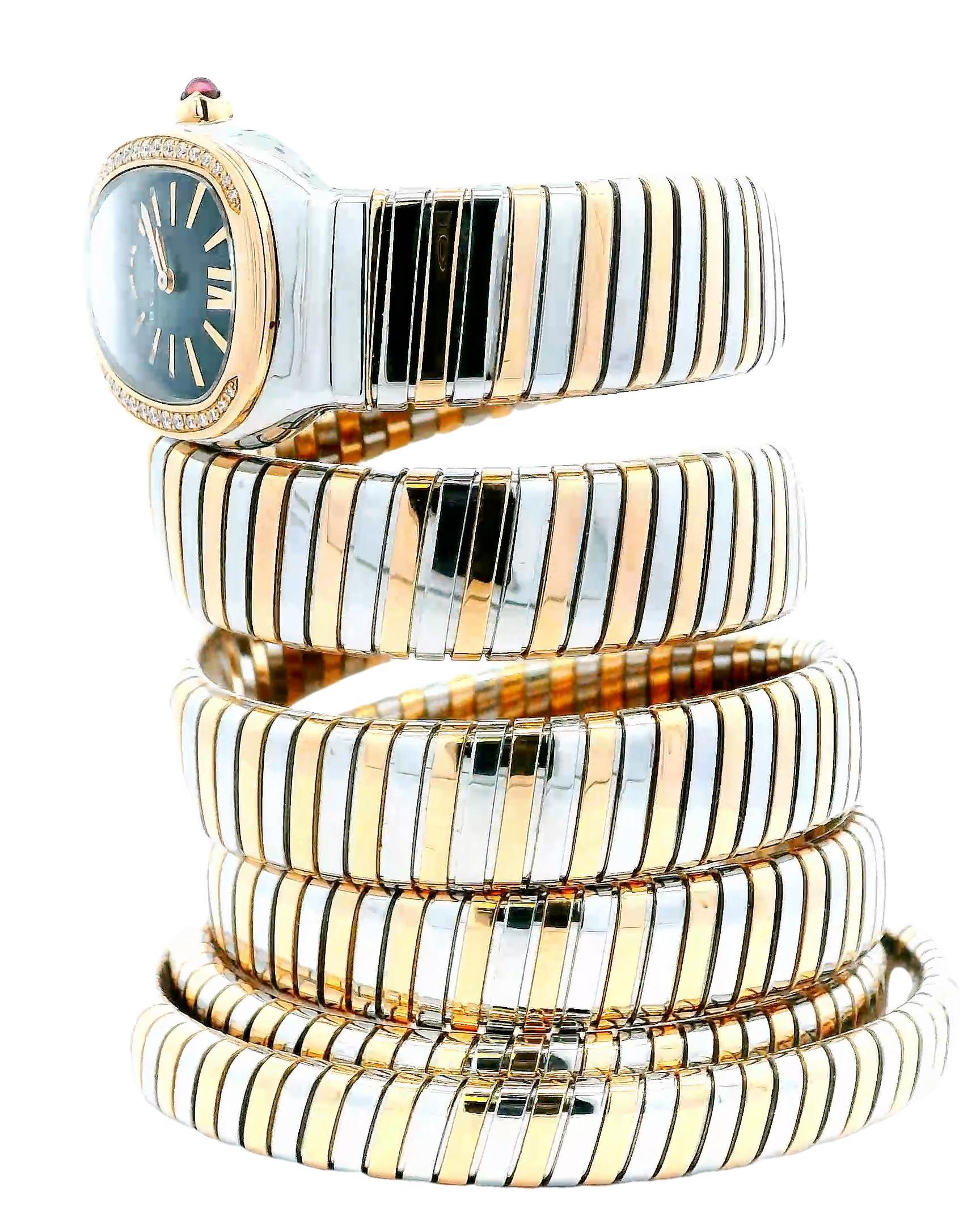 Bvlgari Serpenti SP35 SPG Tubogas Reloj de señora de oro rosa y acero 2