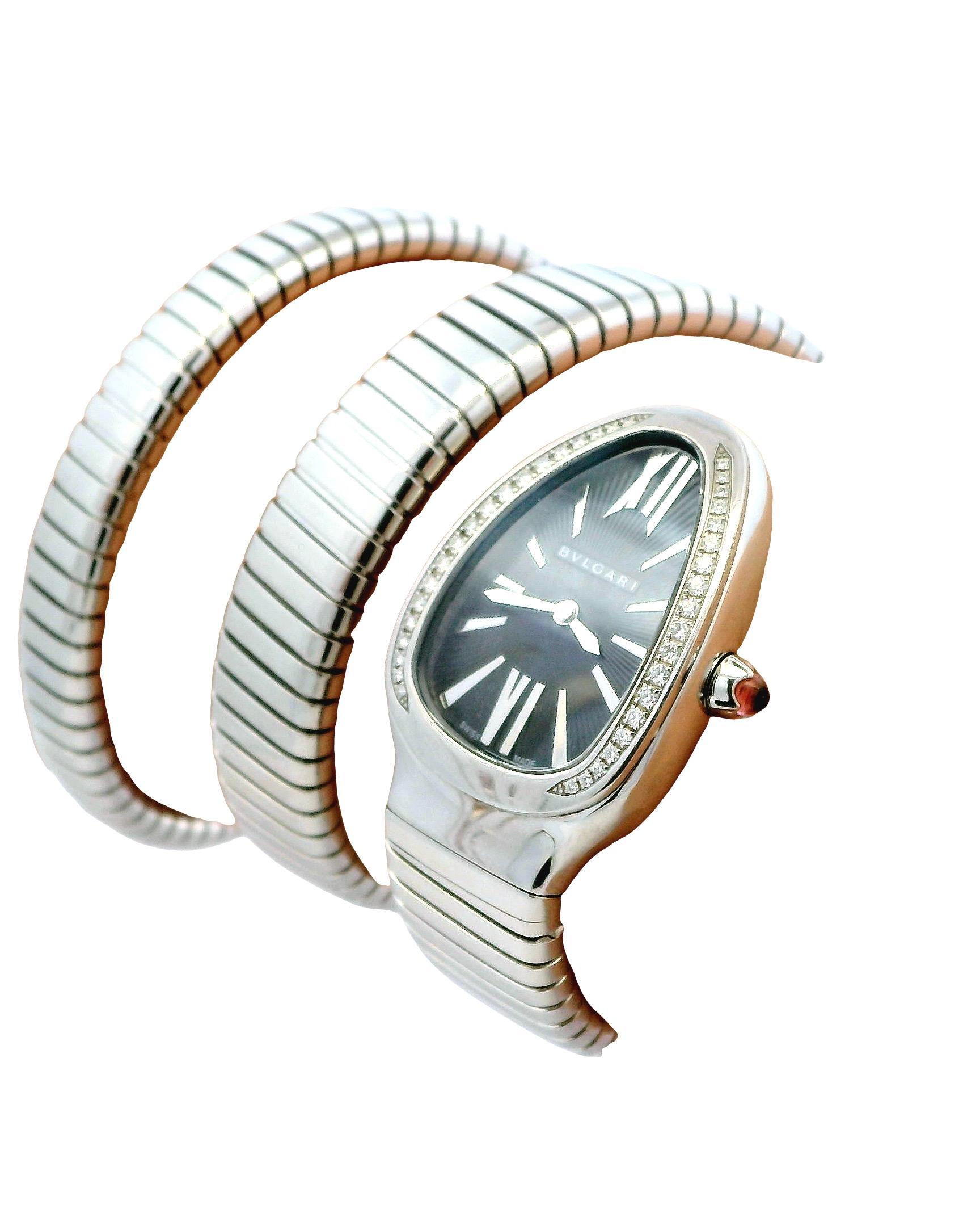 da uomo o donna Bvlgari Serpenti SP35S Orologio da donna con bracciale a doppia spirale in Steele in vendita