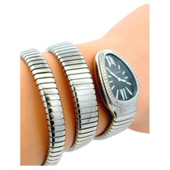 Bvlgari Serpenti SP35S Bracelet double spirale en acier inoxydable Montre femme