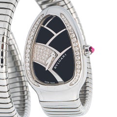 Bvlgari Serpenti SP35S SS Quartz Black Dial Women Watch 35mm