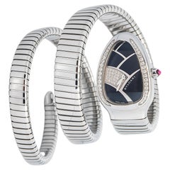 Bvlgari Serpenti SP35S SS Quartz Black Dial Women Watch 35mm