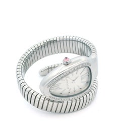 Bvlgari Serpenti SP35S Stainless Steel Diamond Bezel Ladies Watch.