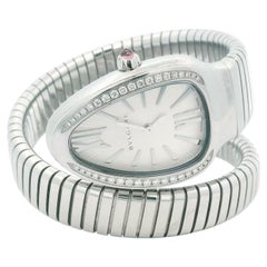 Bvlgari Serpenti SP35S Stainless Steel Diamond Bezel Ladies Watch.