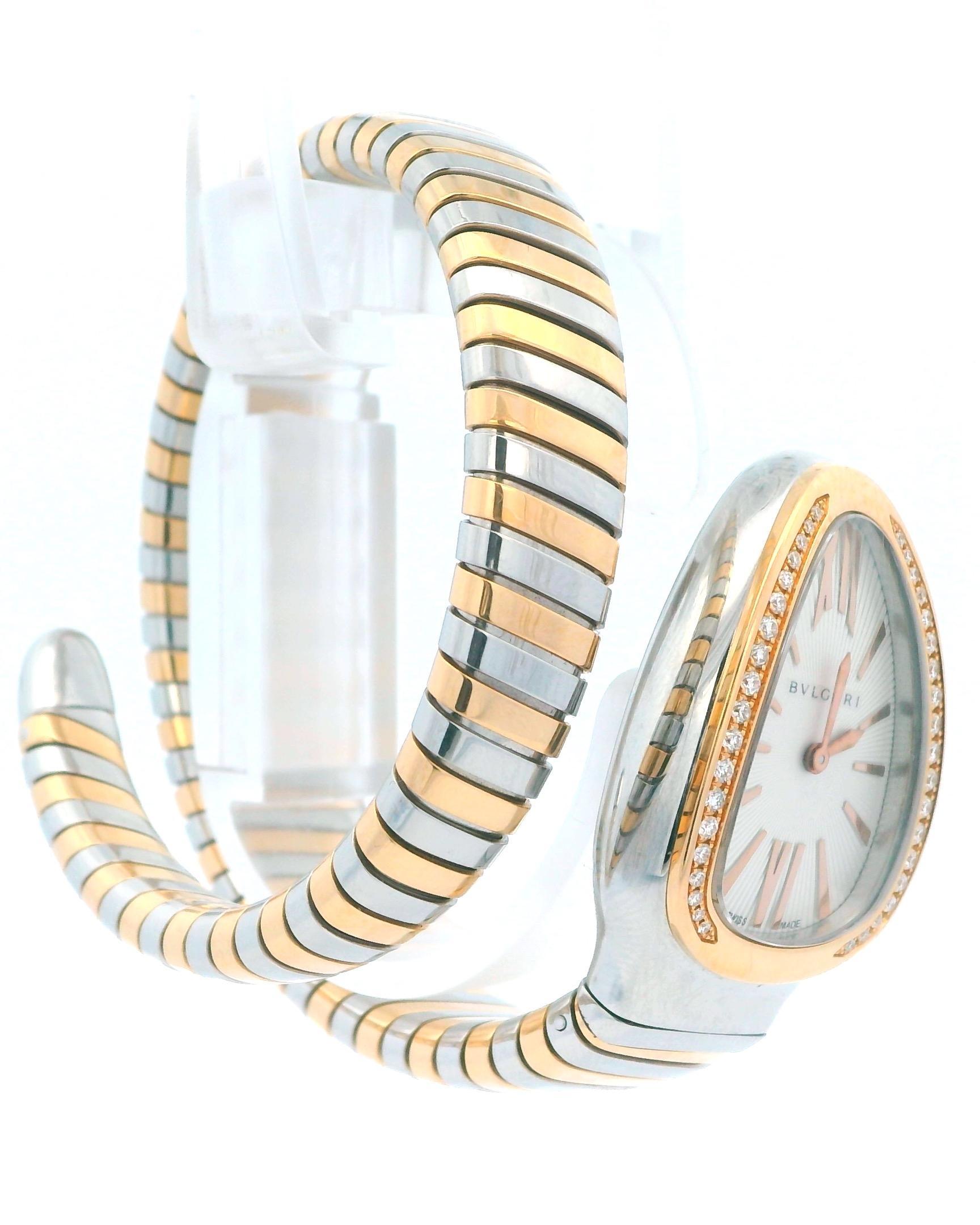 Bvlgari Serpenti SP35SPG Tubogas Rose Gold & Steel Ladies Watch 2