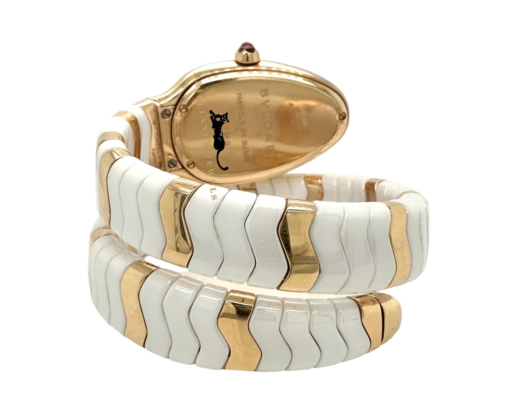 Bvlgari Serpenti Spiga 18k Roségold Diamant 35mm Quarz Damenuhr (Rundschliff) im Angebot