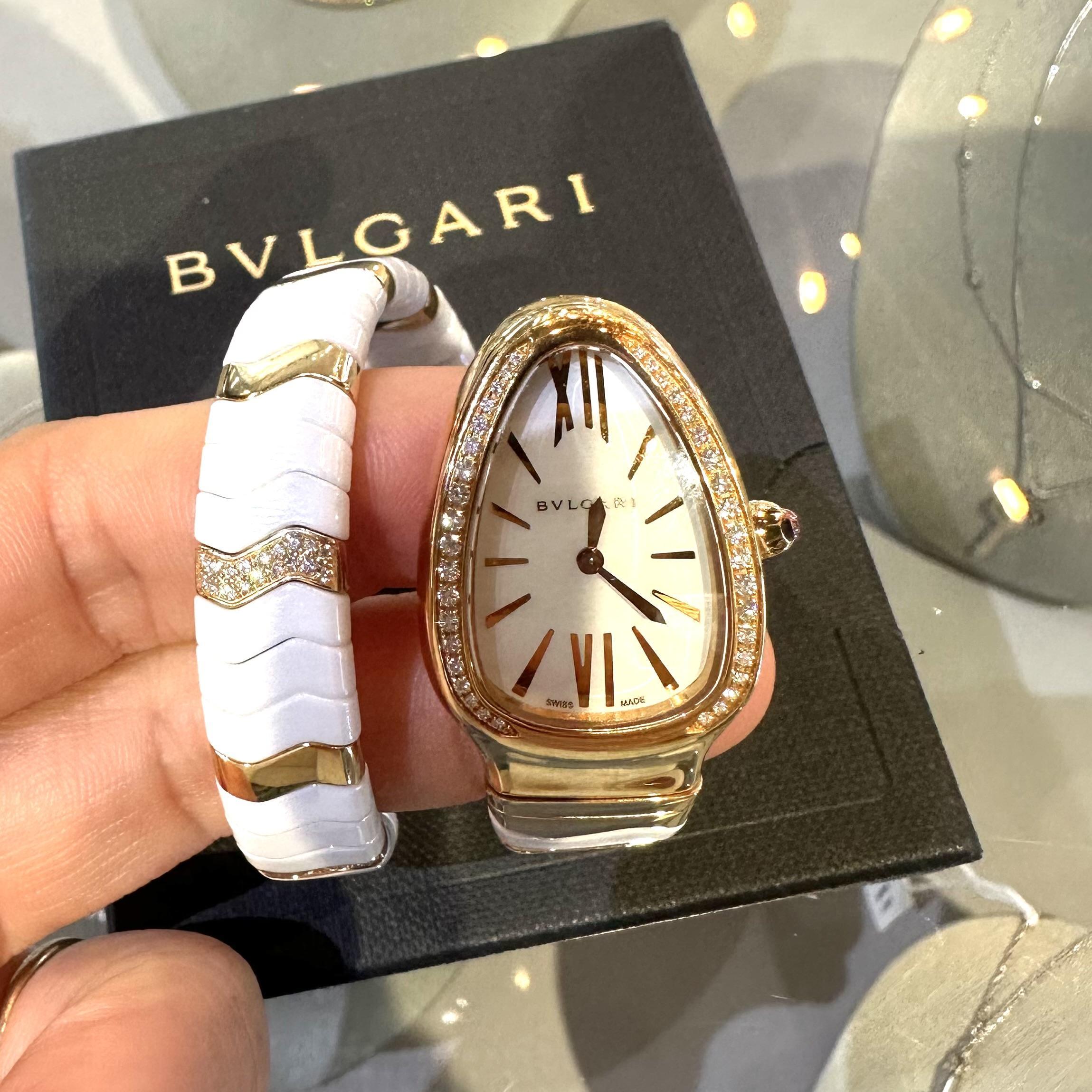 Bvlgari Serpenti Spiga 18k Roségold Diamant 35mm Quarz Damenuhr im Angebot 1