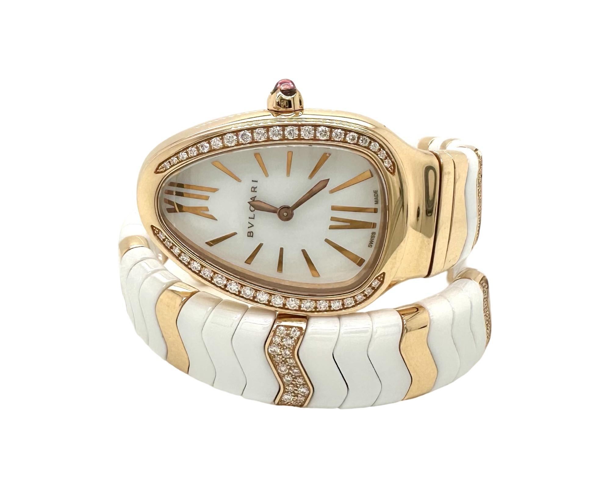 Bvlgari Serpenti Spiga 18k Roségold Diamant 35mm Quarz Damenuhr im Angebot 2