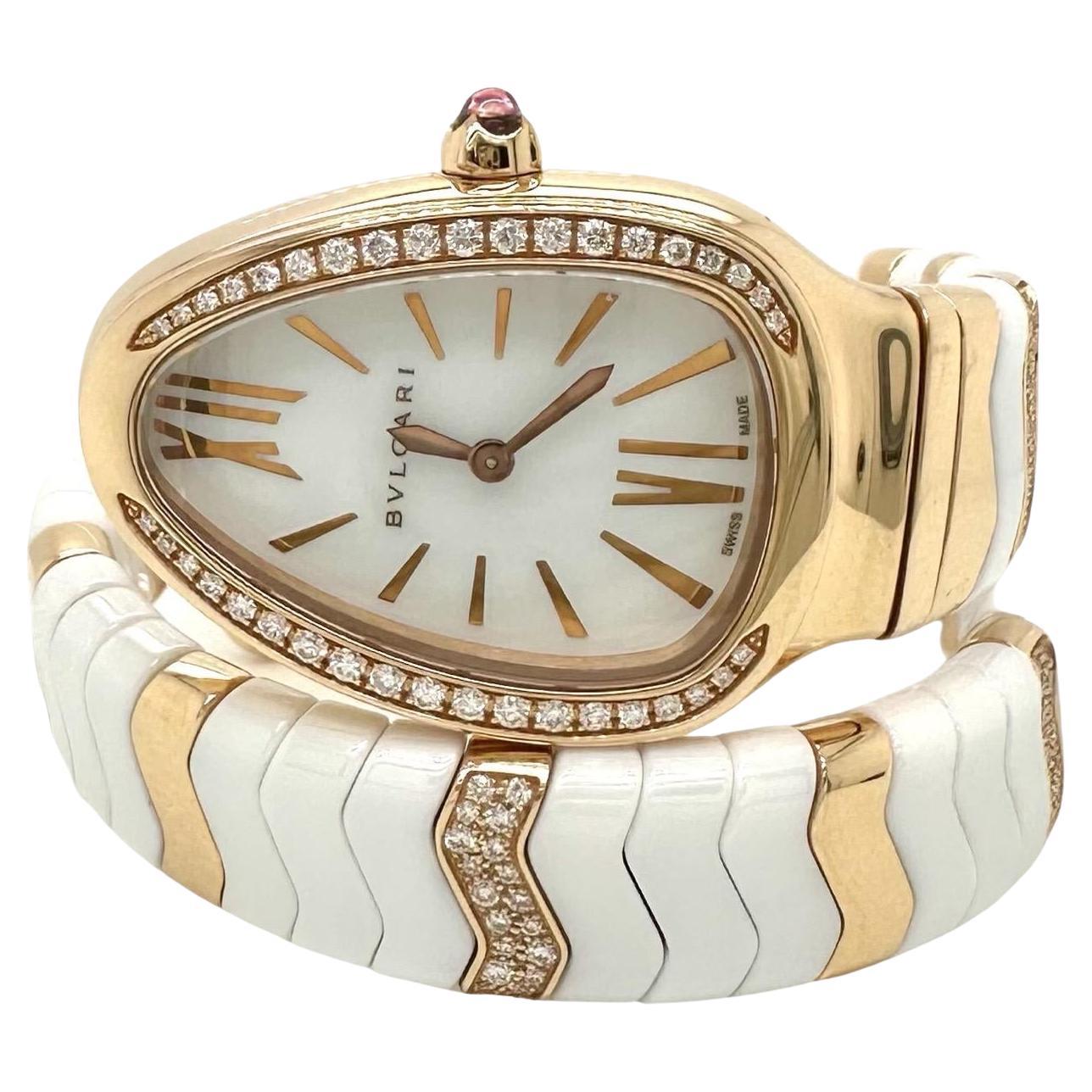 Bvlgari Serpenti Spiga 18k Roségold Diamant 35mm Quarz Damenuhr