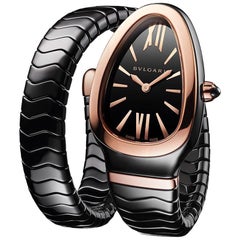 Bvlgari Serpenti Spiga Bracelet Watch Black Ceramic and 18 Karat Rose Gold