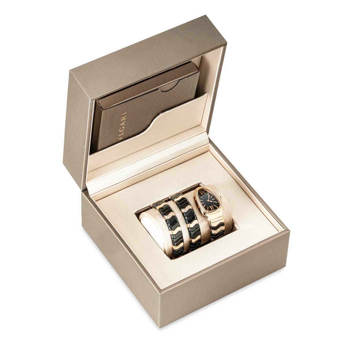 Bvlgari Serpenti Spiga Roségold Diamanten Schwarze Keramik 102128 im Angebot 4