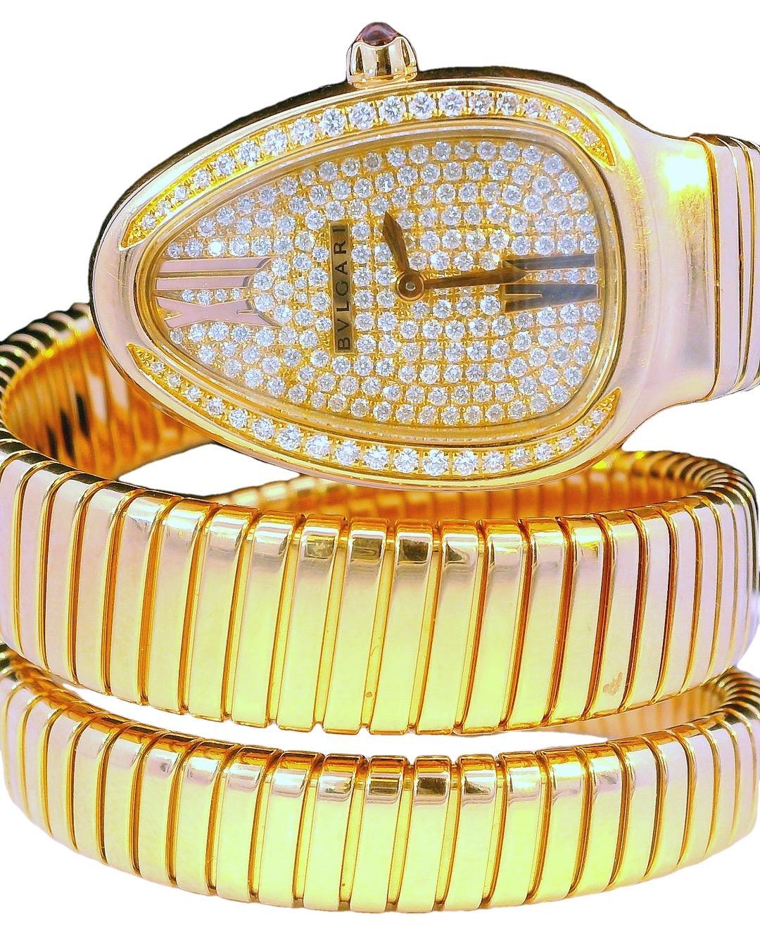Bvlgari Serpenti SPP35G 18k Rose Gold Pave Dial & Bezel For Sale 1
