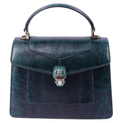 Bvlgari Serpenti Top Handle Python Effekt Ledertasche