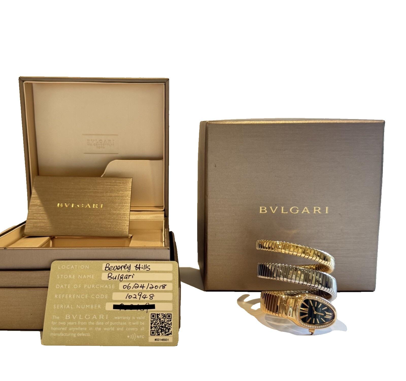 Bvlgari Serpenti Tubogas 102948 Montre pour femme à diamants trois tons en vente 2
