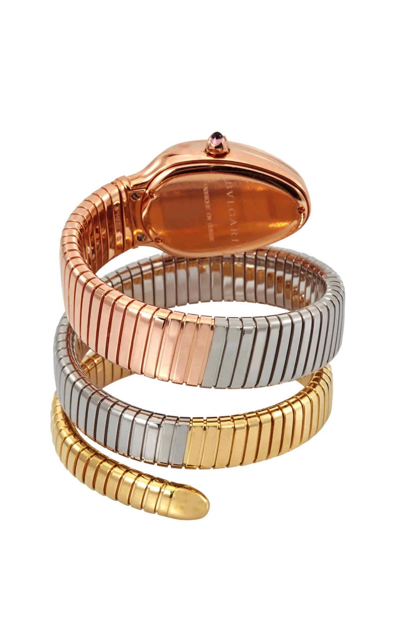 Bvlgari Serpenti Tubogas 102948 Montre pour femme à diamants trois tons Unisexe en vente