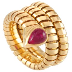 Bvlgari Serpenti Tubogas 18 Karat Yellow Gold Ruby Ring