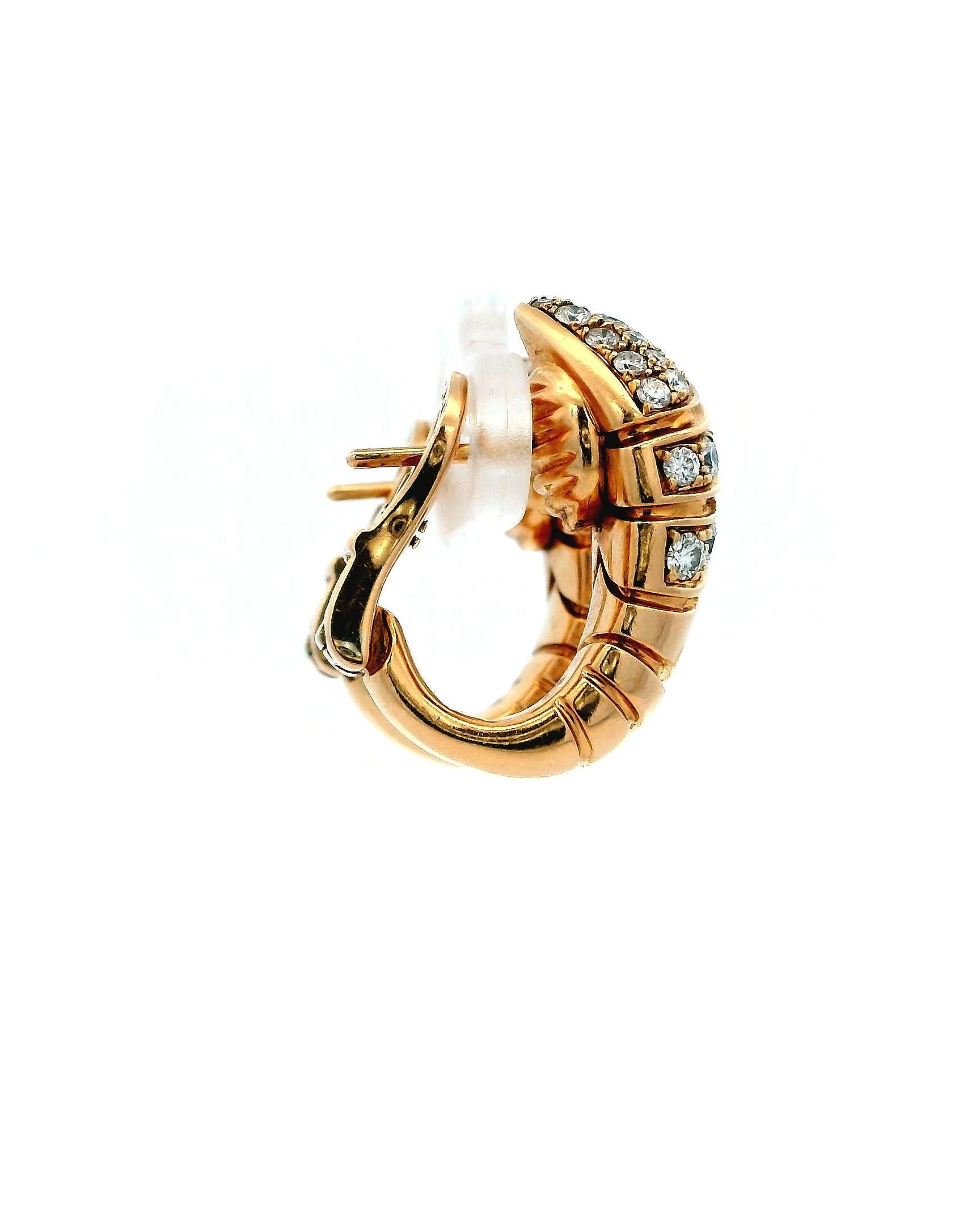 Bvlgari Boucles d'oreilles Serpenti Tubogas en or rose 18 carats avec pavés en vente 1