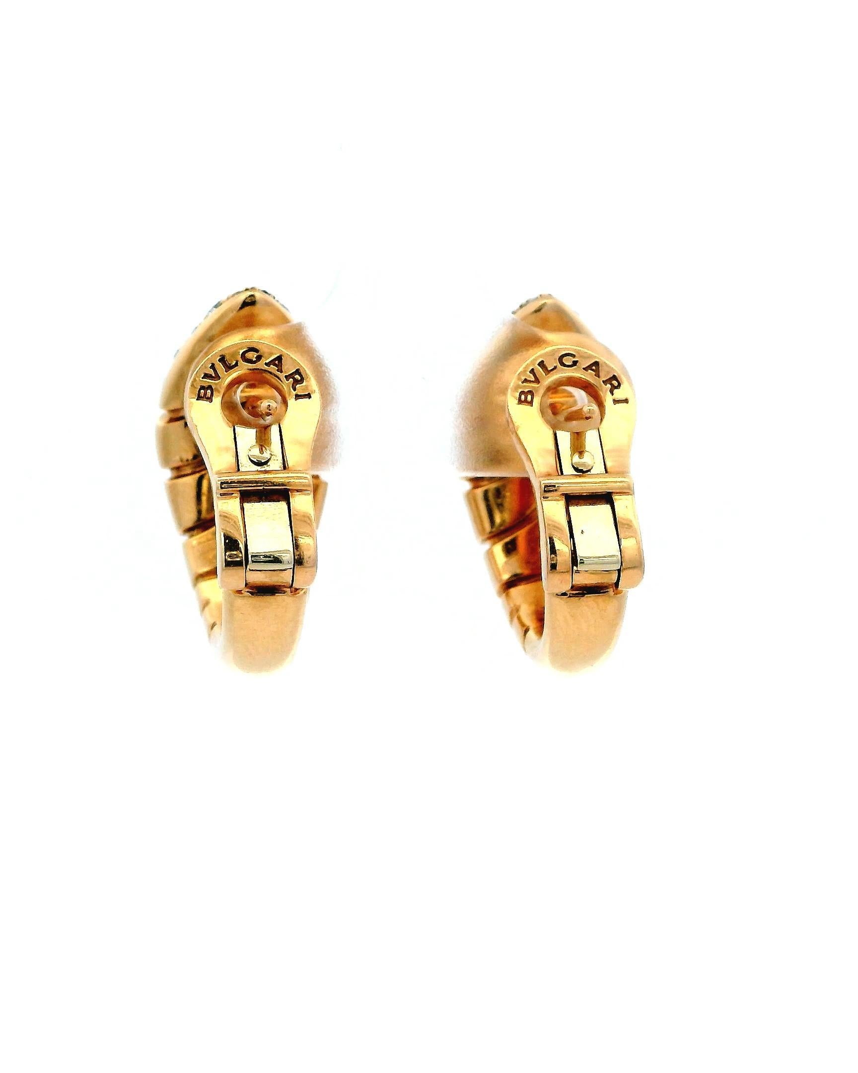 Bvlgari Boucles d'oreilles Serpenti Tubogas en or rose 18 carats avec pavés en vente 2