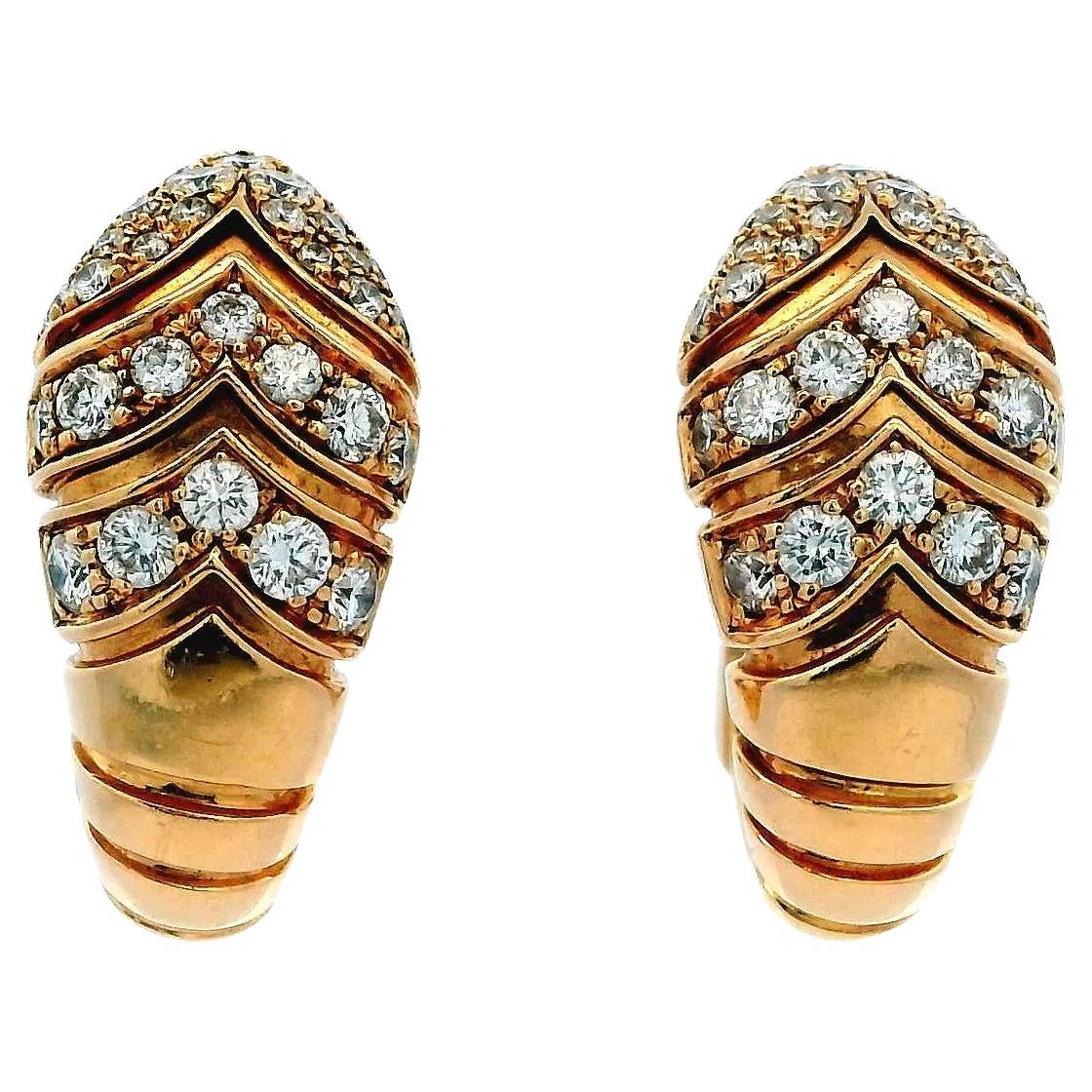 Bvlgari Boucles d'oreilles Serpenti Tubogas en or rose 18 carats avec pavés en vente