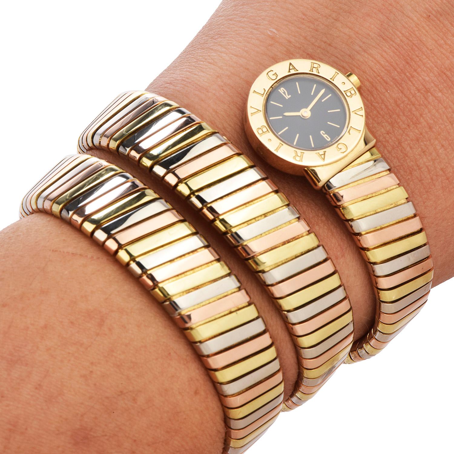Women's Bvlgari Serpenti Tubogas 18K Tri-Color Gold Bracelet Bulgari Watch
