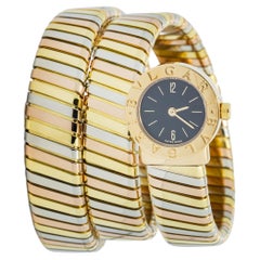 Bvlgari Serpenti Tubogas 18K Tricolor Spiral BB191T Black Dial Women's 19mm