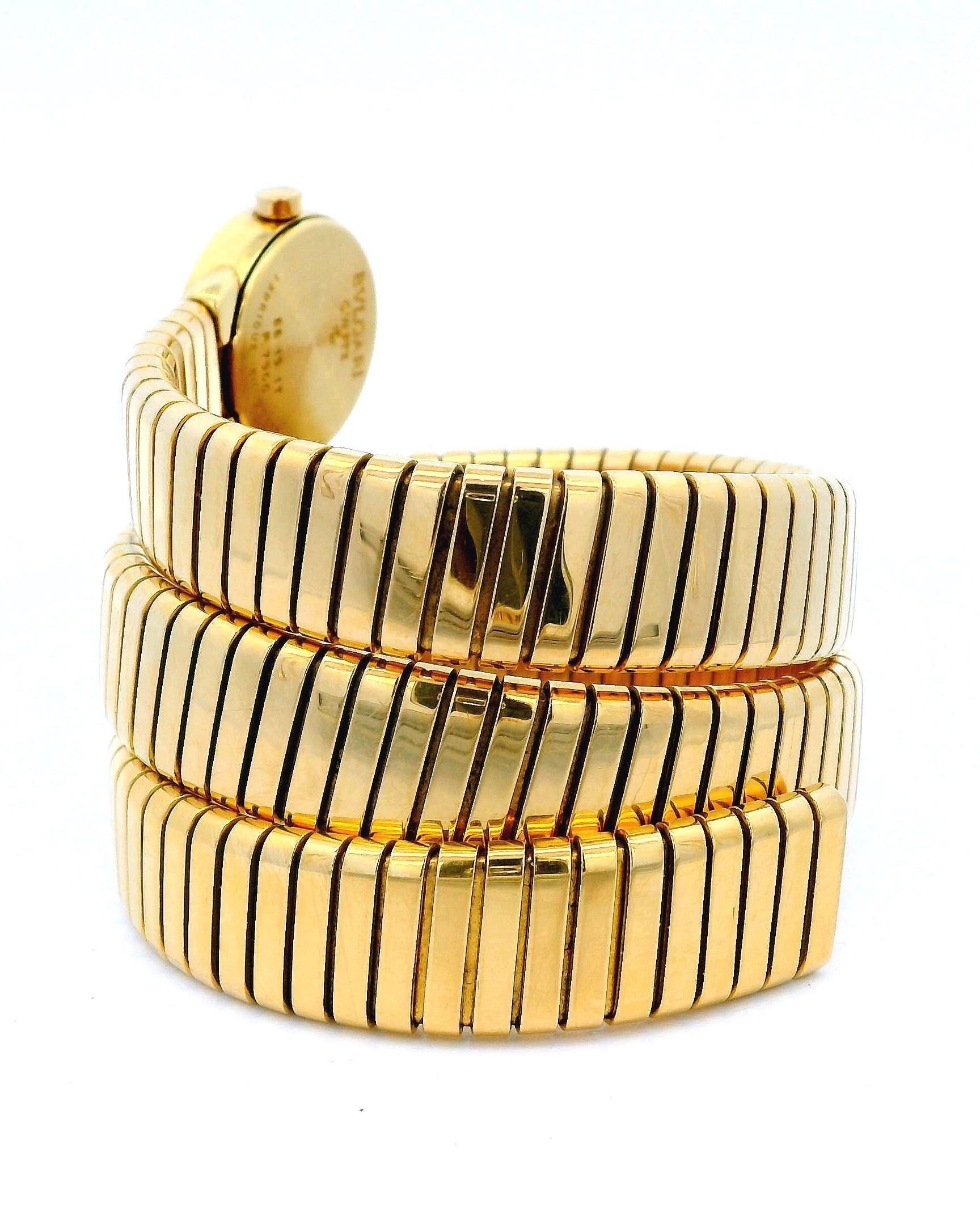 Bvlgari Serpenti Tubogas BB191T 18K Yellow Gold Ladies Watch In Excellent Condition For Sale In Great Neck Plaza, NY