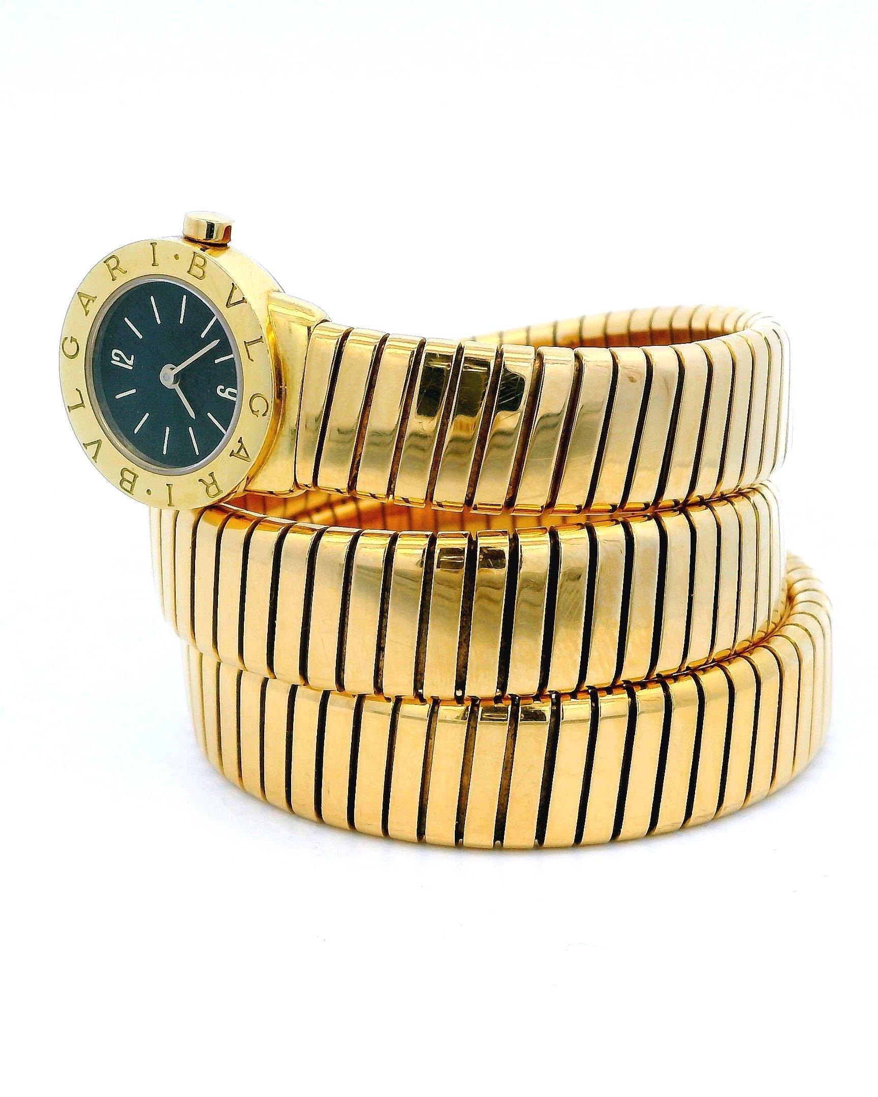 Women's Bvlgari Serpenti Tubogas BB191T 18K Yellow Gold Ladies Watch For Sale
