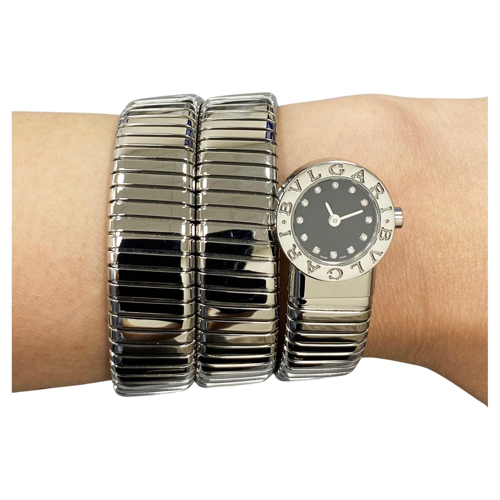 Bvlgari Serpenti Tubogas BB191TS Dimond Black Dial Ladies Watch.