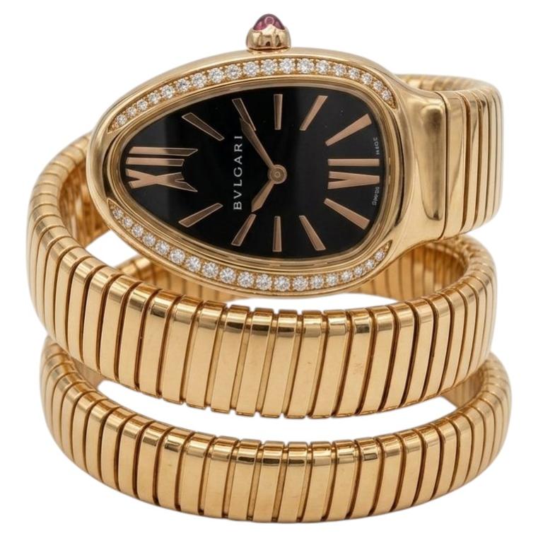 Reloj Bvlgari Serpenti Tubogas con diamantes y en oro rosa