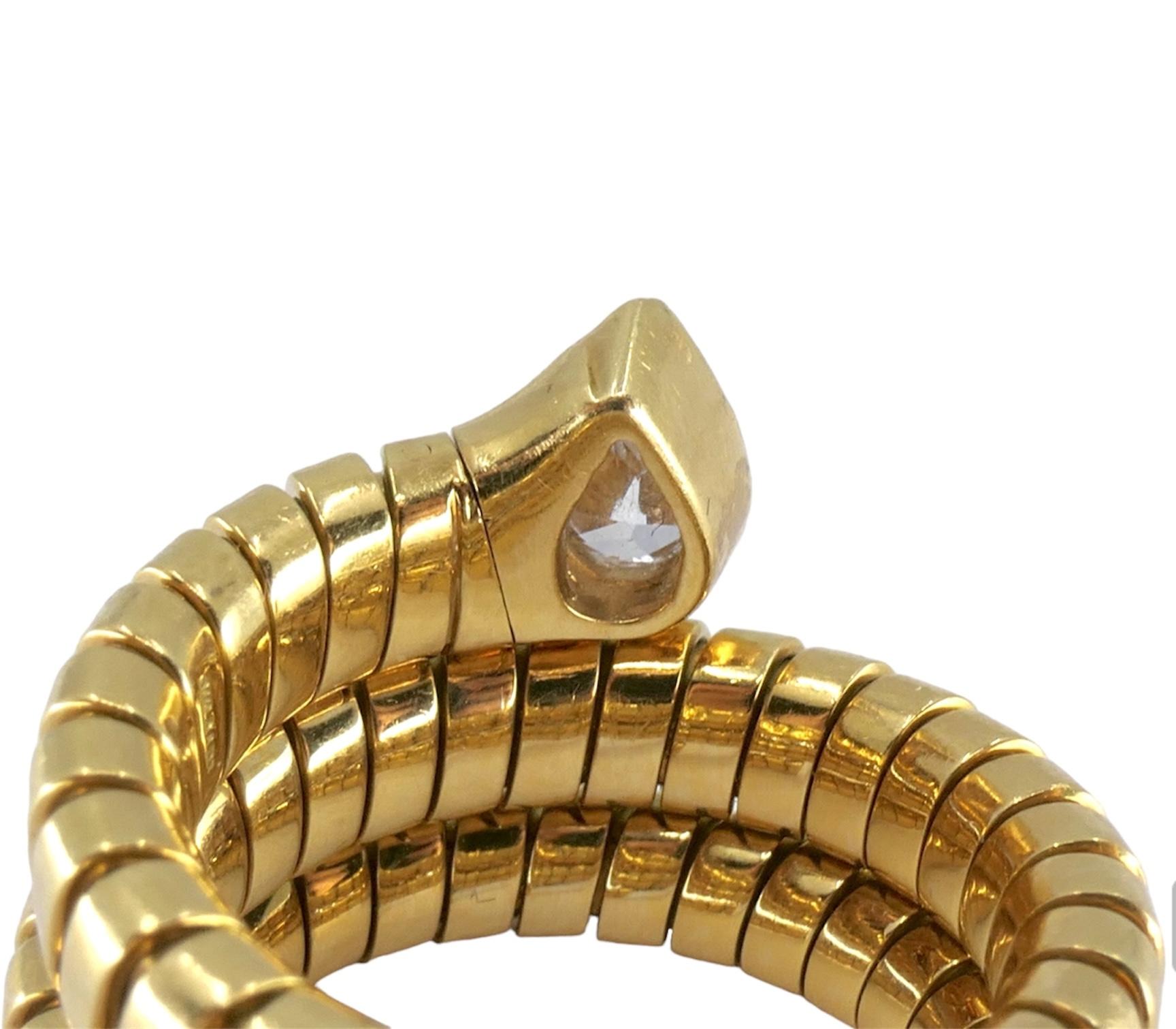 Bvlgari Serpenti Tubogas Gold Diamond Ring For Sale 2
