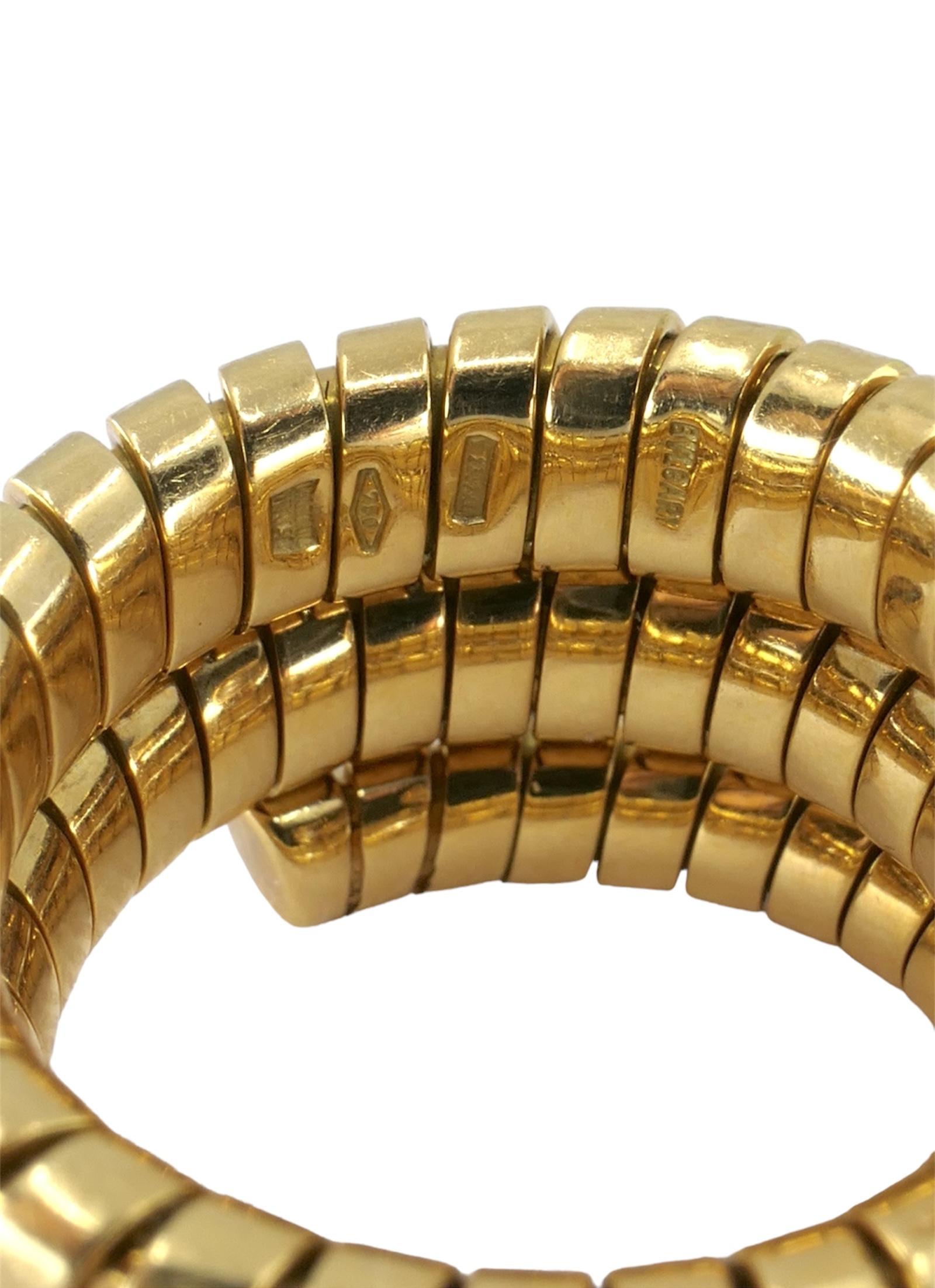 Bvlgari Serpenti Tubogas Gold Diamond Ring For Sale 3