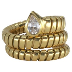 Used Bvlgari Serpenti Tubogas Gold Diamond Ring