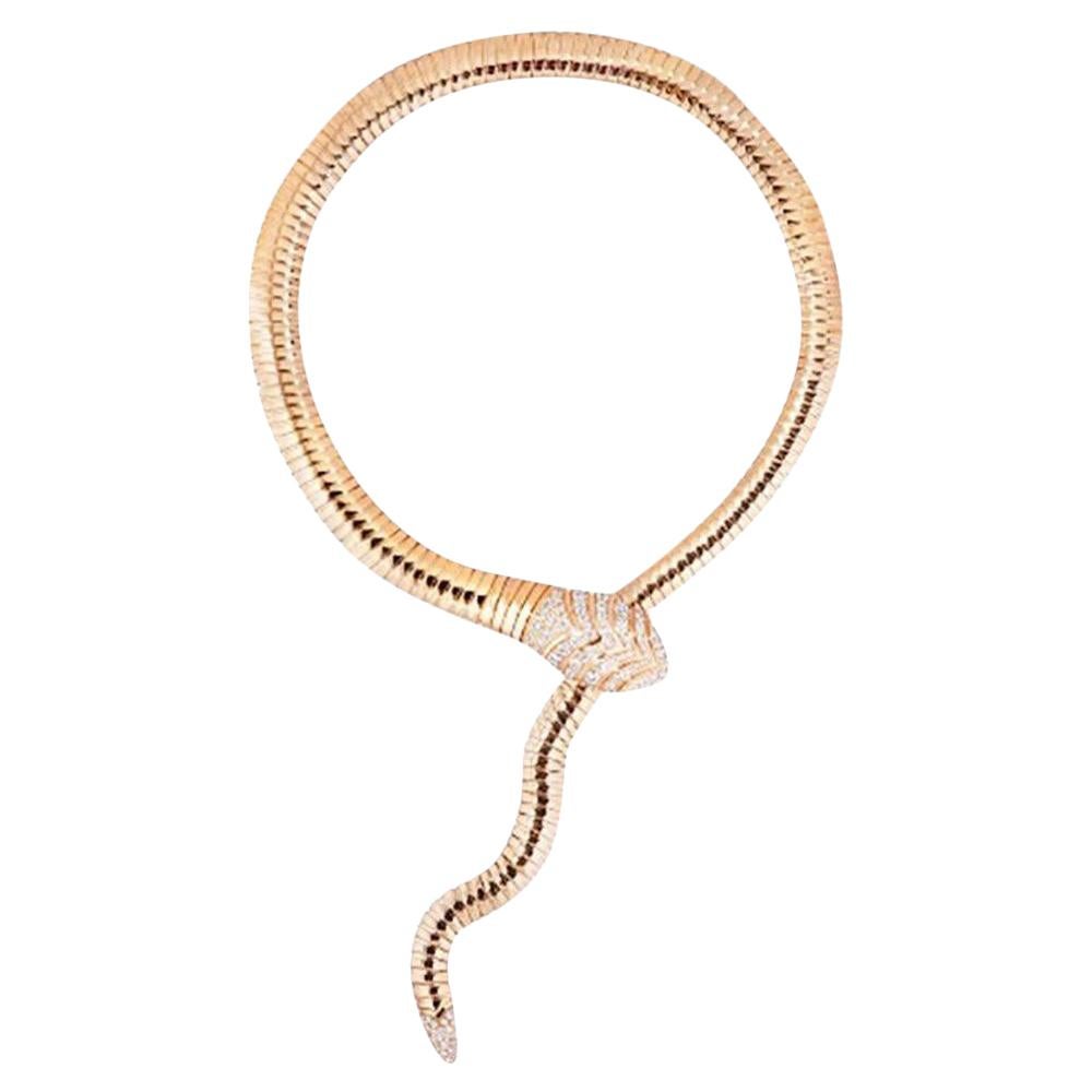 Bvlgari Serpenti Tubogas Rose Gold Diamond Long Rope Necklace
