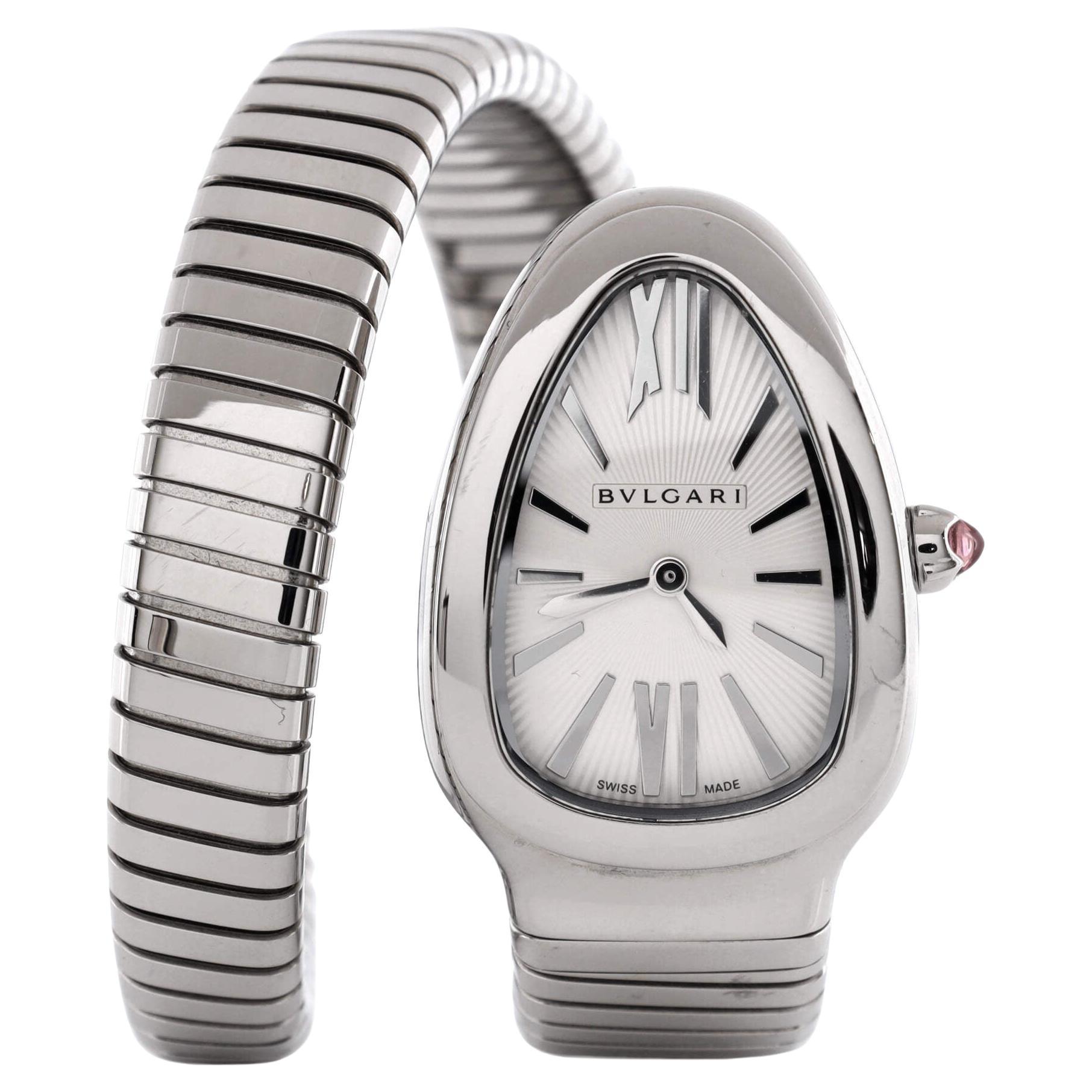 Bvlgari Serpenti Tubogas Single Spiral Quartz Watch Stainless Steel 23