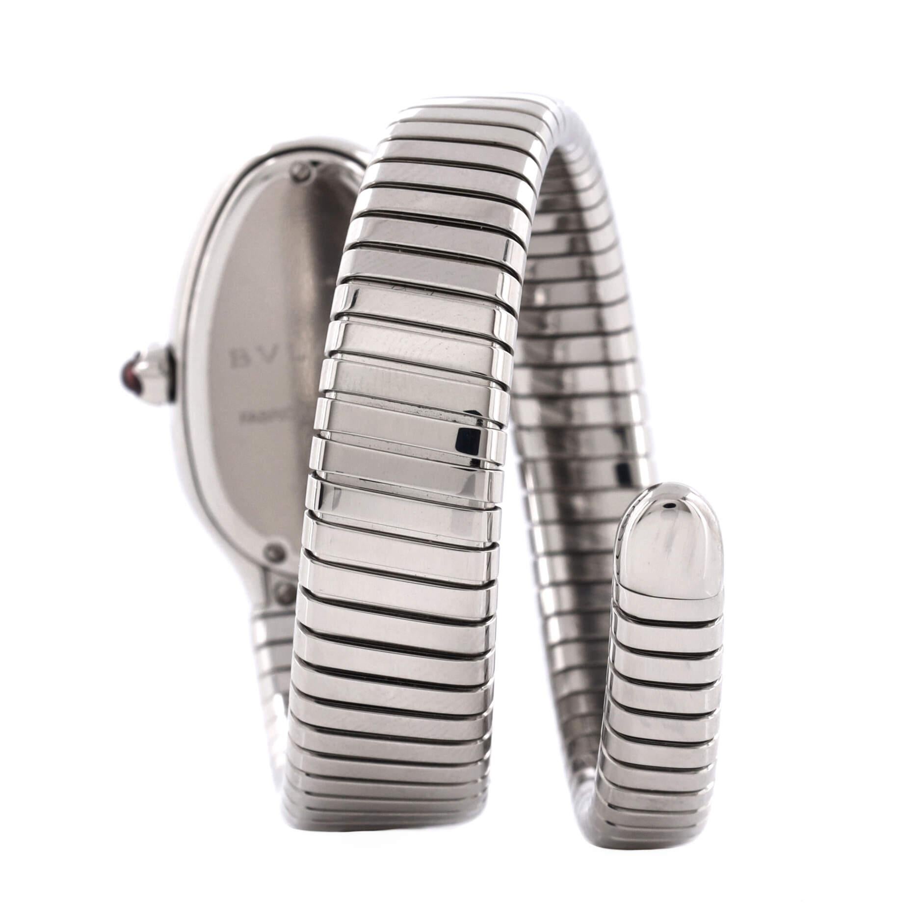 Bvlgari Serpenti Tubogas Single Spiral Quartz Watch Stainless Steel In Good Condition In New York, NY