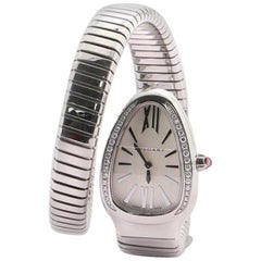 Bvlgari Serpenti Tubogas Single Spiral Quartz Watch Stainless Steel with Diamond