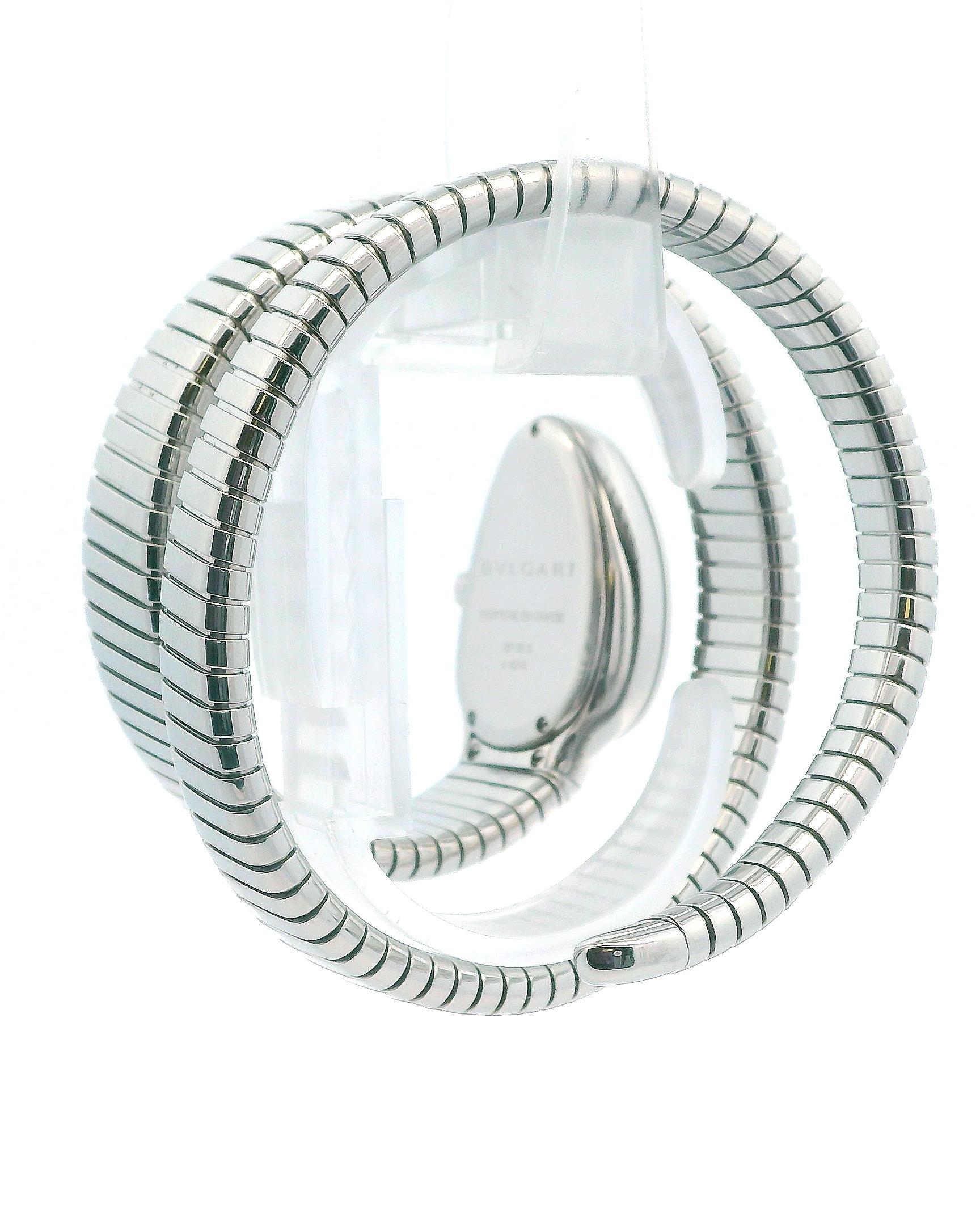 Bvlgari Serpenti Tubogas SP35S  Cadran en argent et lunette en diamant avec papiers 3