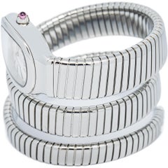 Montre pour femme Bvlgari Serpenti Tubogas SP35S à cadran blanc triple, mouvement à quartz, 35 mm