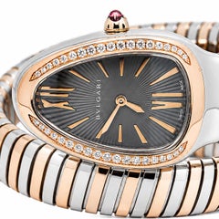 Bvlgari Serpenti Tubogas SP35SPG 18k Rose TwoTone Grey Dial Quartz Watch 35mm