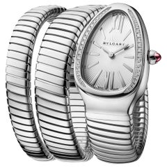 Bvlgari Serpenti Tubogas Stainless Steel and Diamonds Silver Watch