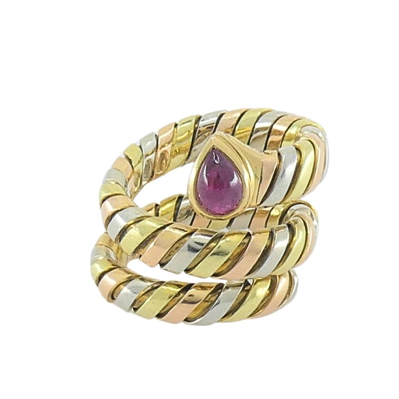 Bvlgari Serpenti Tubogas Tricolor 18k Gold Ruby Ring 1