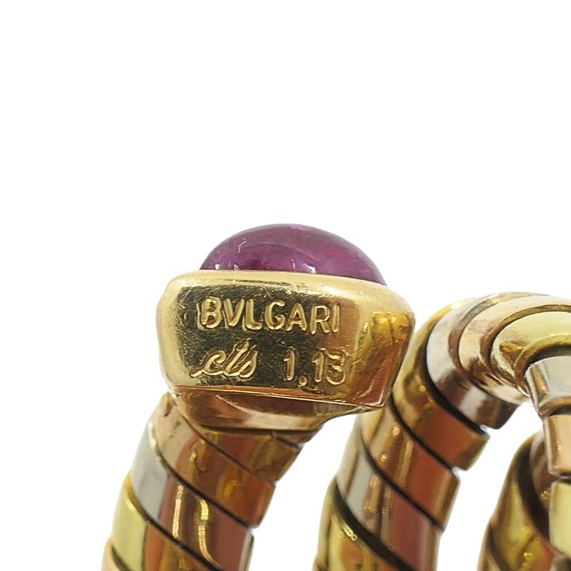 Bvlgari Serpenti Tubogas Tricolor 18k Gold Ruby Ring 3