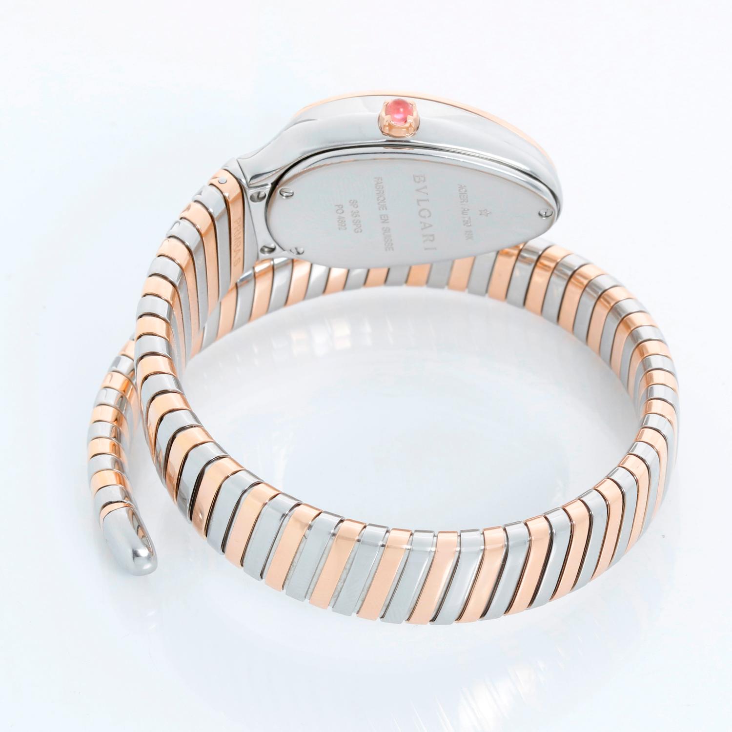 Bvlgari Serpenti Tubogas Two Tone Ladies Diamond Watch Ref 103822 SP 35 SPG In Excellent Condition In Dallas, TX