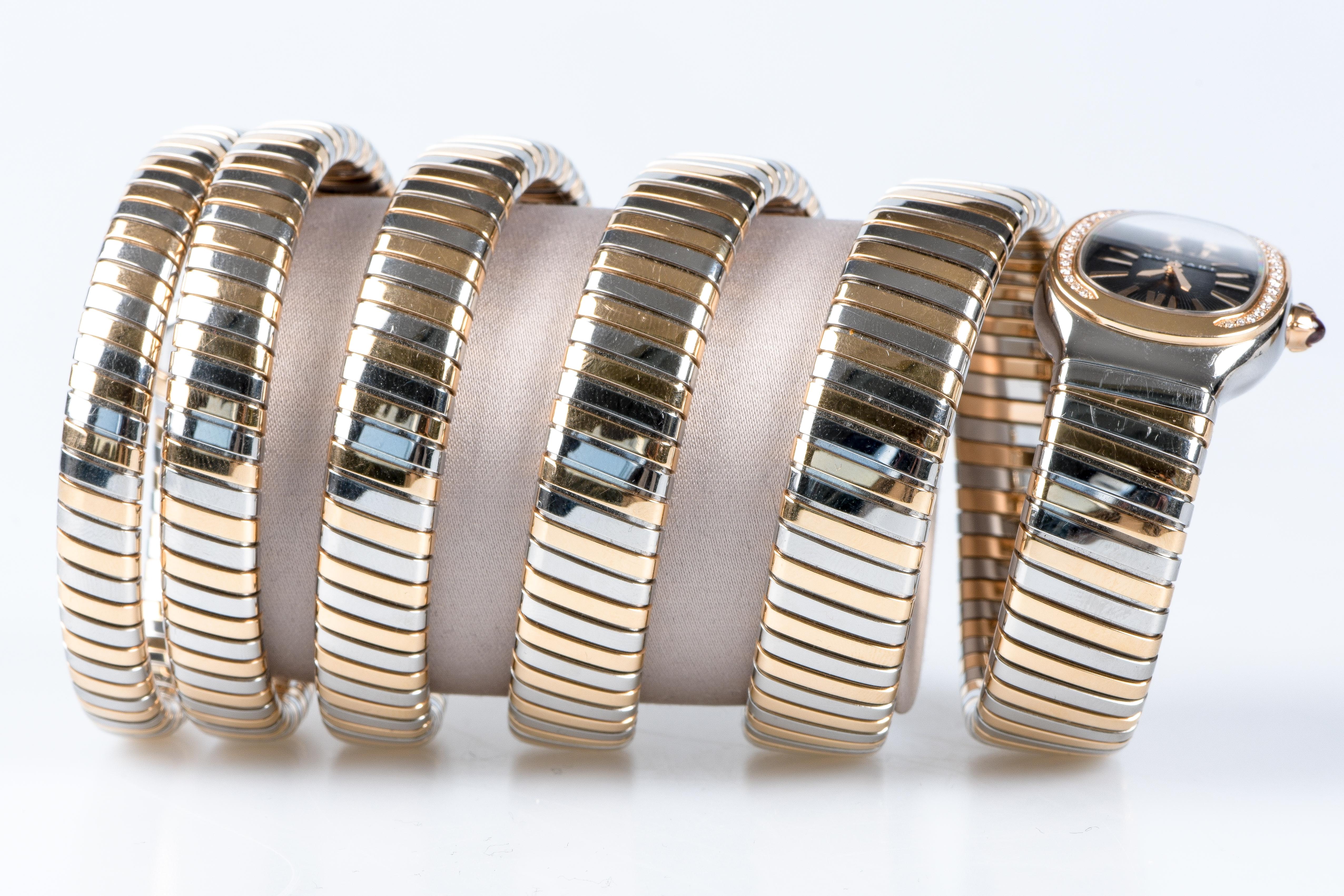 BVLGARI SERPENTI TUBOGAS watch in 18-carat pink gold with 5 flexible spirals In Excellent Condition In Monte-Carlo, MC