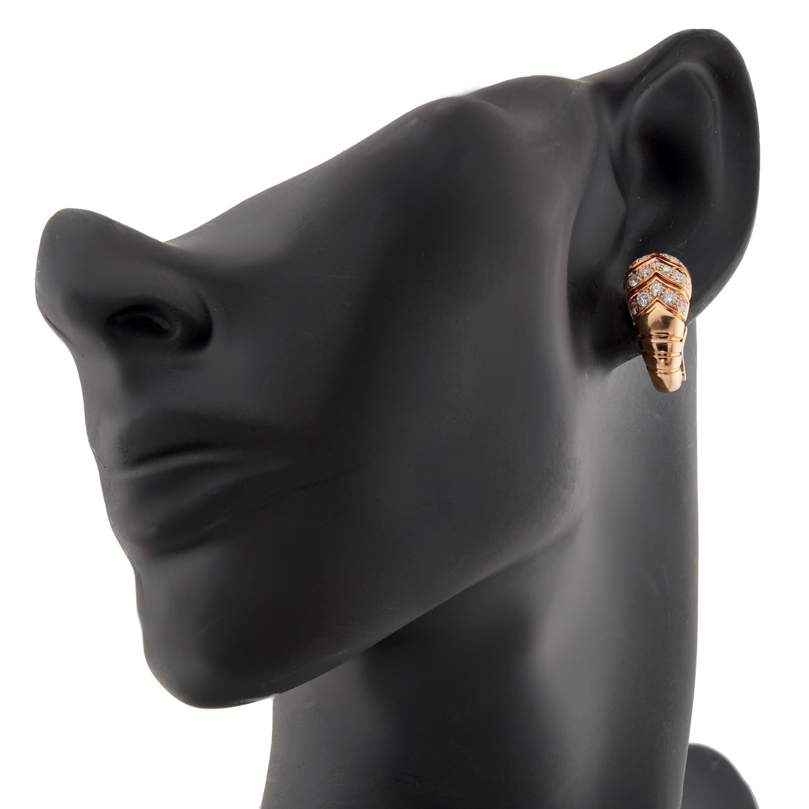 BVLGARI Serpenti Tubogaz Diamant-Roségold-Wickelohrringe (Brillantschliff) im Angebot