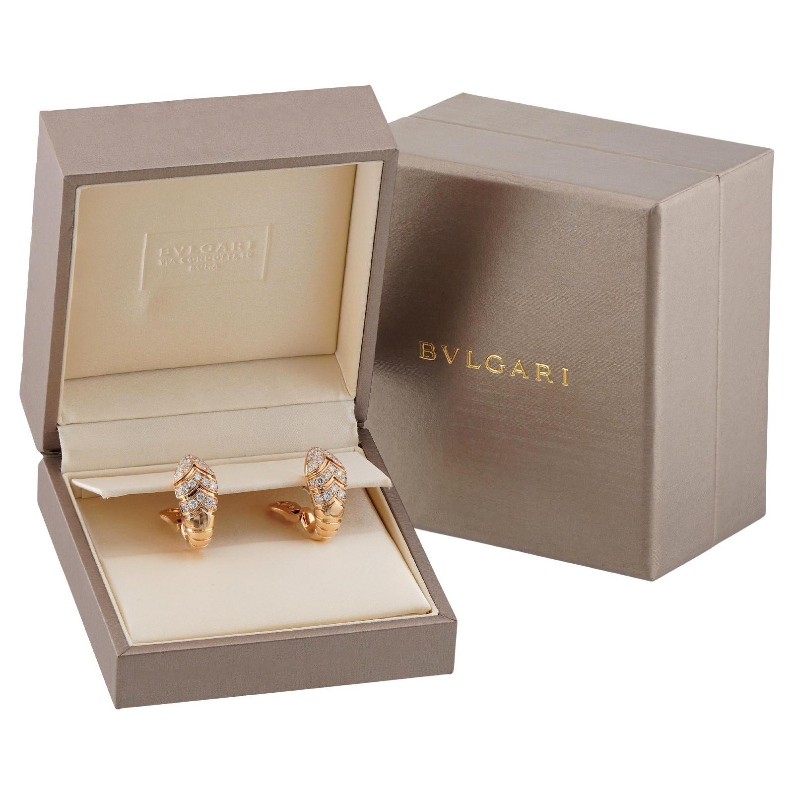 BVLGARI Serpenti Tubogaz Diamant-Roségold-Wickelohrringe im Zustand „Hervorragend“ im Angebot in New York, NY