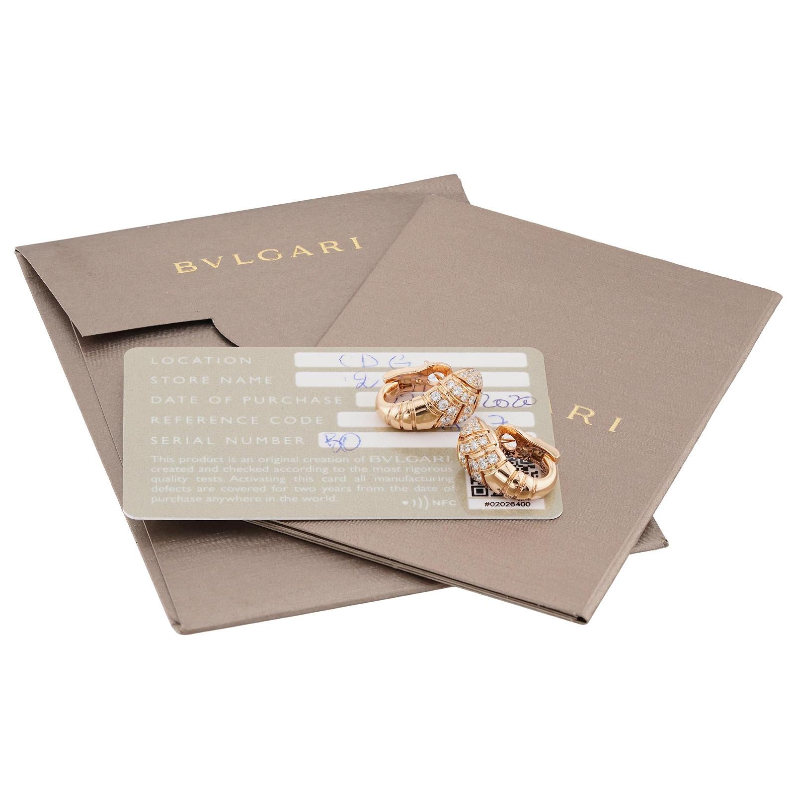 BVLGARI Serpenti Tubogaz Diamant-Roségold-Wickelohrringe Damen im Angebot