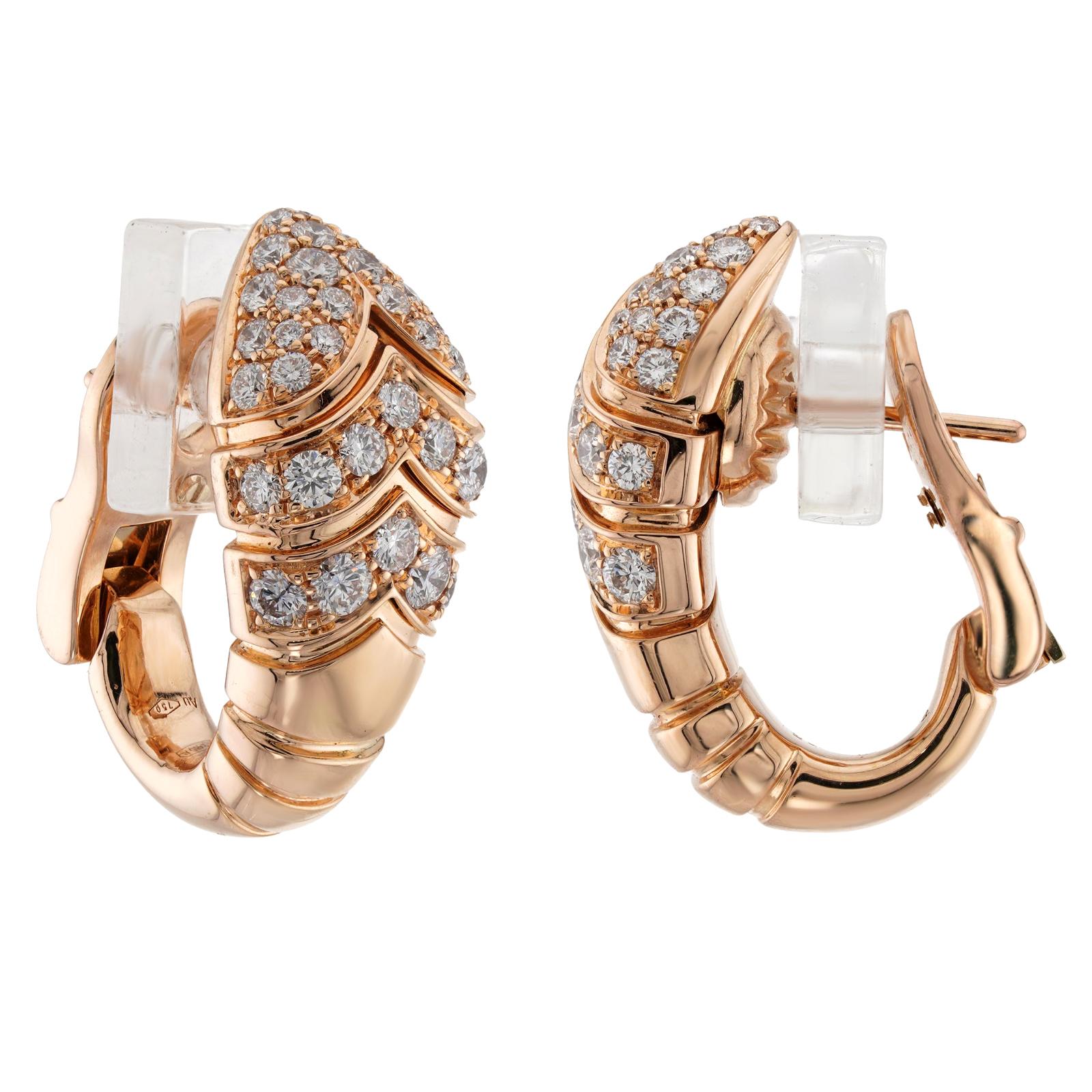 BVLGARI Serpenti Tubogaz Diamant-Roségold-Wickelohrringe im Angebot 1
