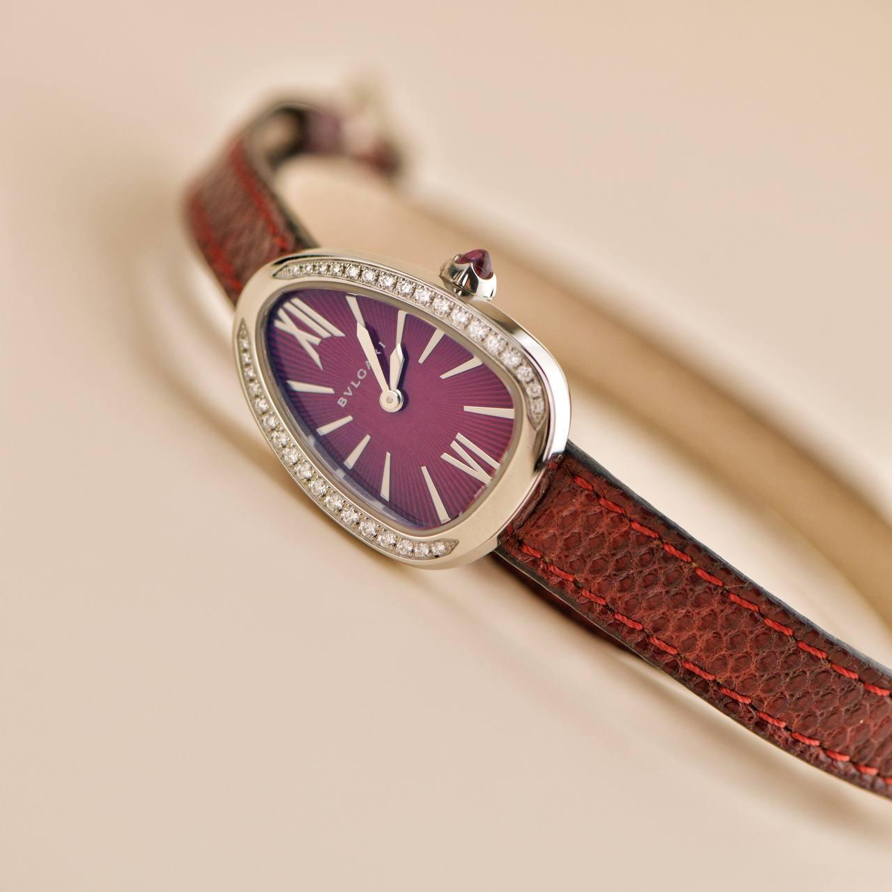 Women's or Men's Bvlgari Serpenti Twist Diamond Bezel Stainless Steel Quartz Wristwatch