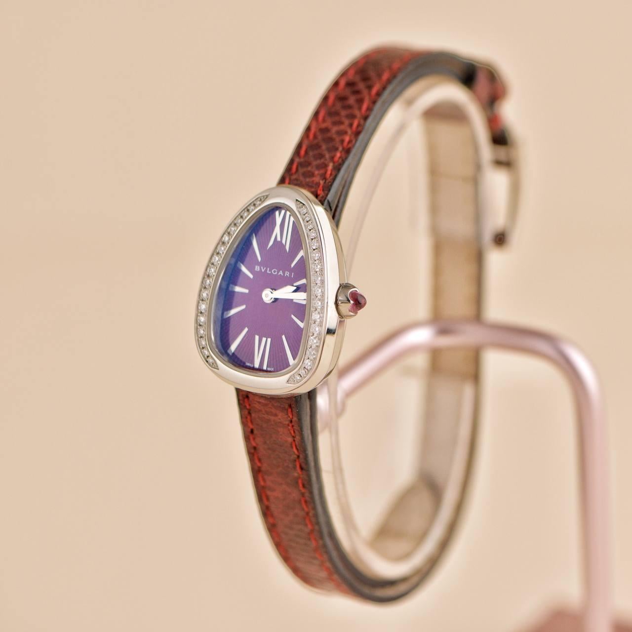 Bvlgari Serpenti Twist Diamond Bezel Stainless Steel Quartz Wristwatch 4