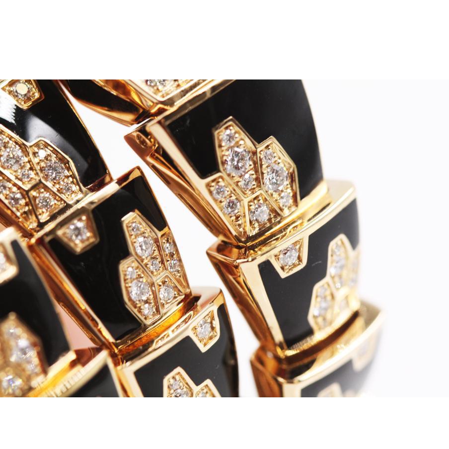 Rose Cut Bvlgari Serpenti Two-Row Diamond Onyx Rose Gold Swirl Jewelry Scaglie Watch